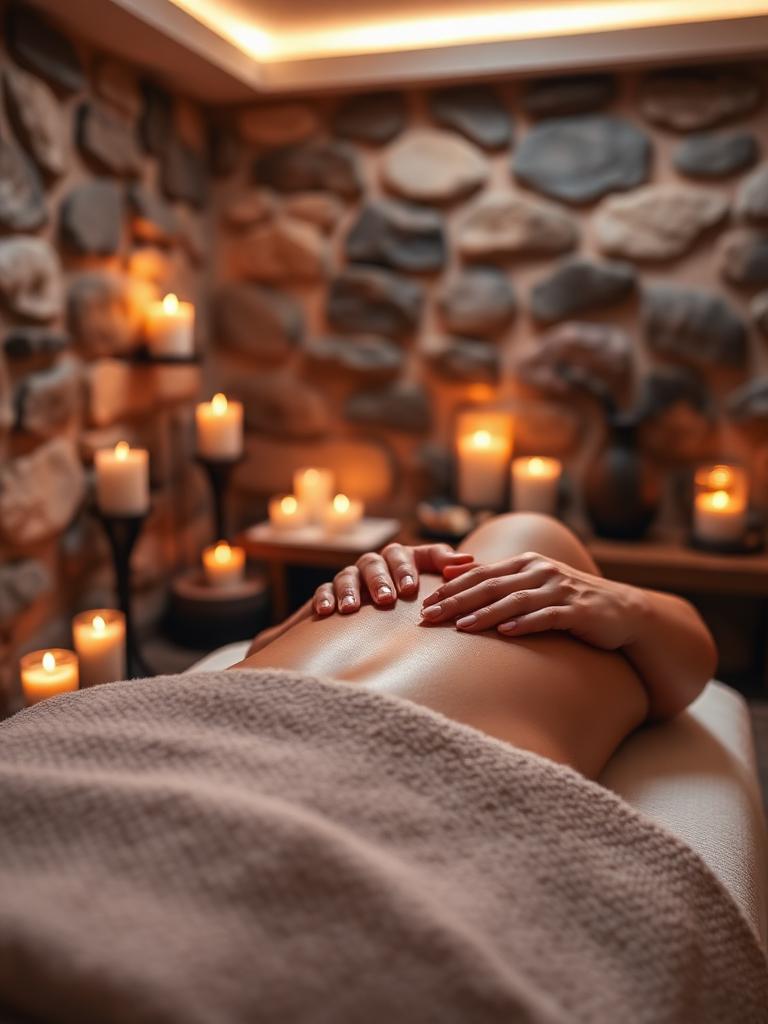 Djupmassage i rum med levande ljus