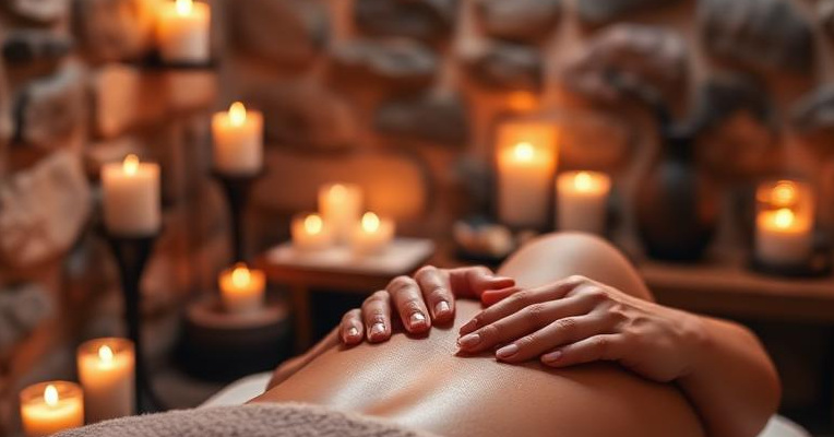 Djupmassage i rum med levande ljus