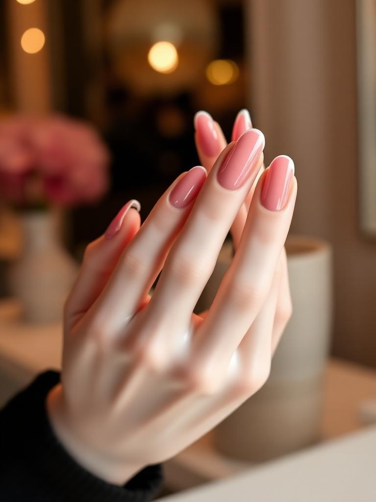 Franska naglar ✨ mjuk rosa bas, ultratunna tippar