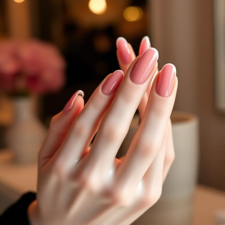 Franska naglar ✨ mjuk rosa bas, ultratunna tippar